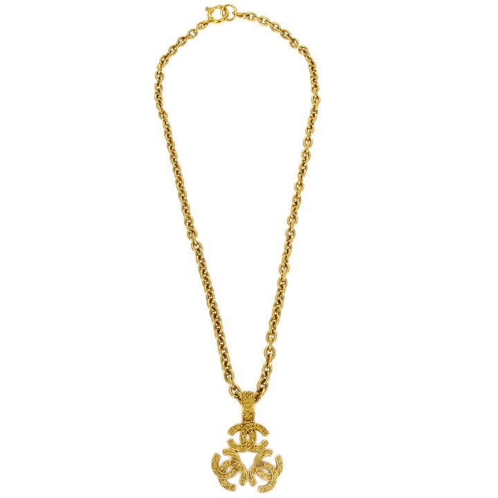 Top Quality Chanel 1994 Filigree Triple CC Gold Necklace