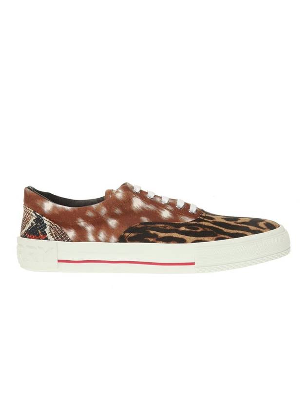 Burberry Animal Print Canvas Low-Top Sneakers Brown