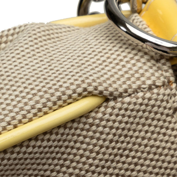 Top Quality Chanel None.5 Camellia Chain One-Shoulder Bag Yellow Gr Canvas Patent Leather  Chanel