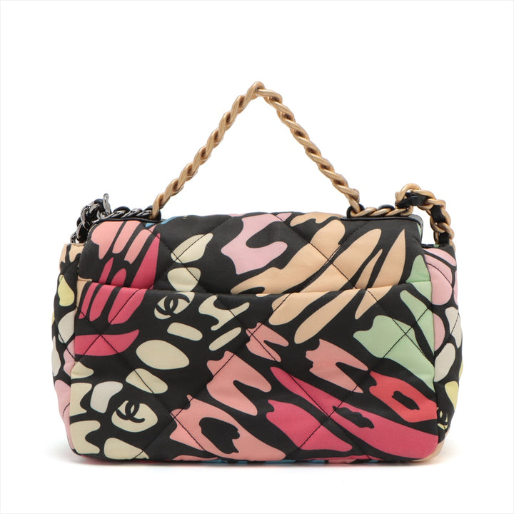 Top Quality Chanel 19 Canvas x Leather Chain Shoulder Bag Multicolor Gold x Silver Gold AS1160