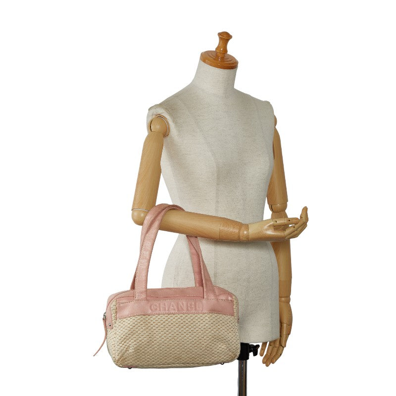Top Quality Chanel Logo One-Shoulder Bag Handbag Pink Natural Leather Cotton  CHANEL