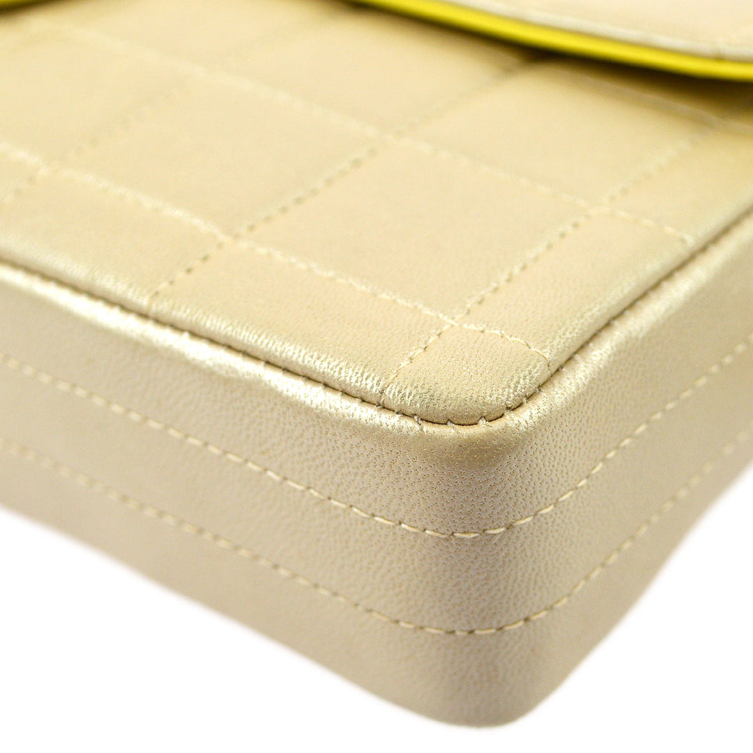 Top Quality Chanel Beige Lambskin Choco Bar East West Shoulder Bag