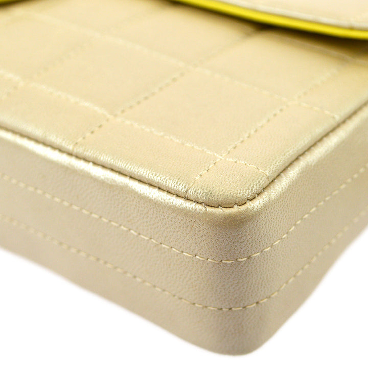 Top Quality Chanel Beige Lambskin Choco Bar East West Shoulder Bag