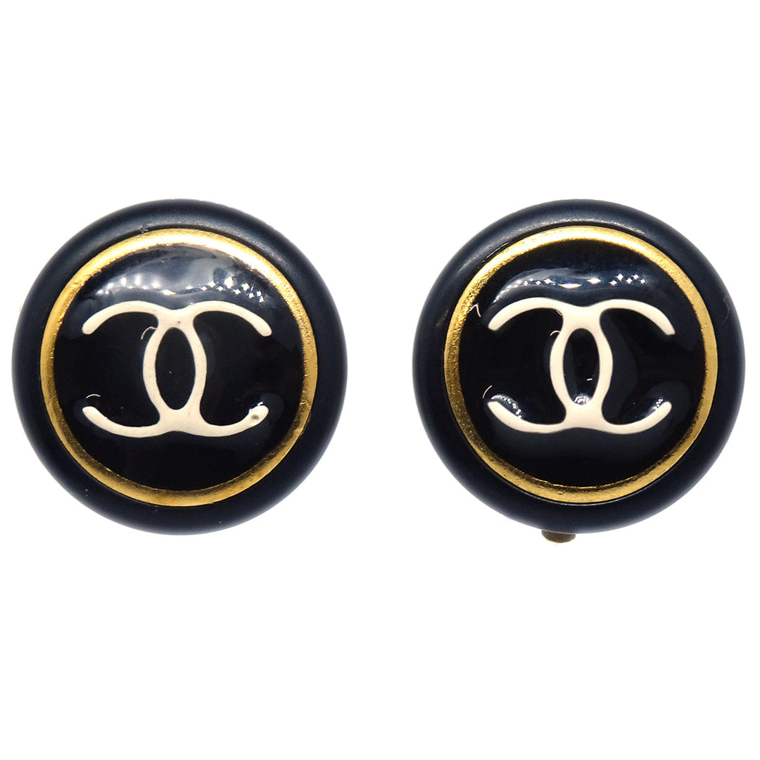 Top Quality Chanel 1997 Black & Gold Earrings