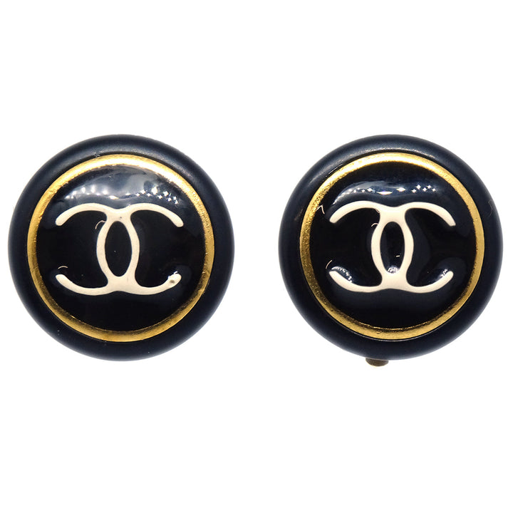 Top Quality Chanel 1997 Black & Gold Earrings