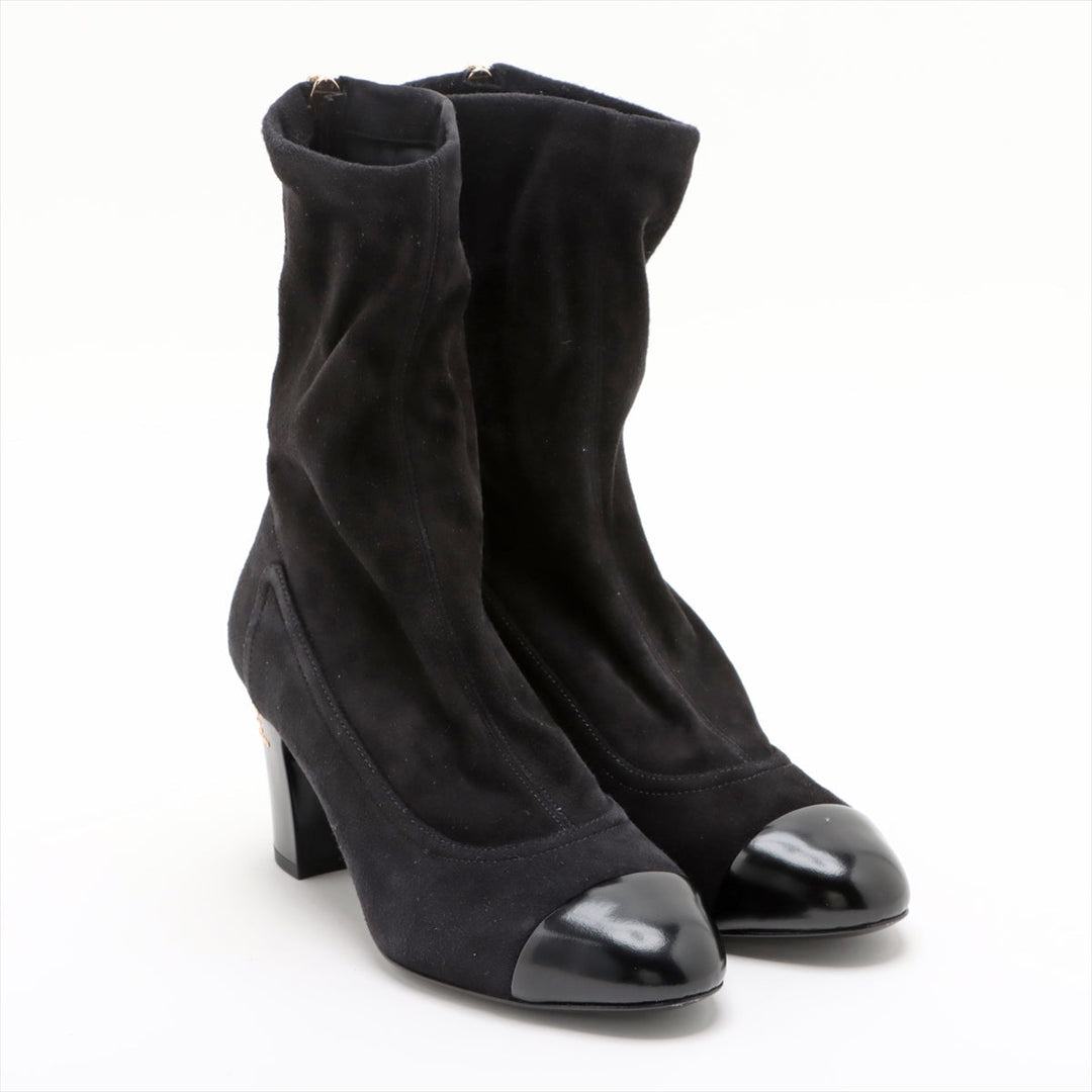 Top Quality Chanel Coco Short Boots 36  Black G35000 Line Stone