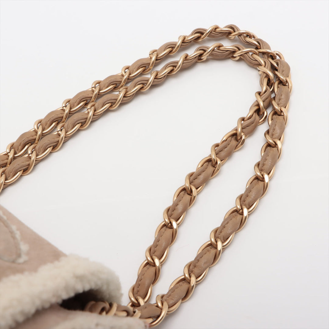 Top Quality Chanel Coco Mouton Chain Shoulder Bag Beige Gold  7th