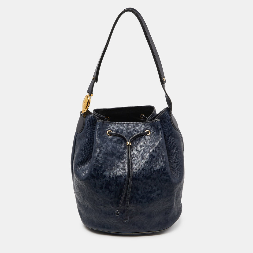 Top quality Dior Blue Leather String Bucket Bag