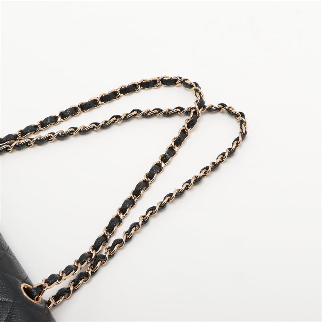Top Quality Chanel Matrasse 25 Caviar S Double Flap Double Chain Bag Black Silver  8th A01112