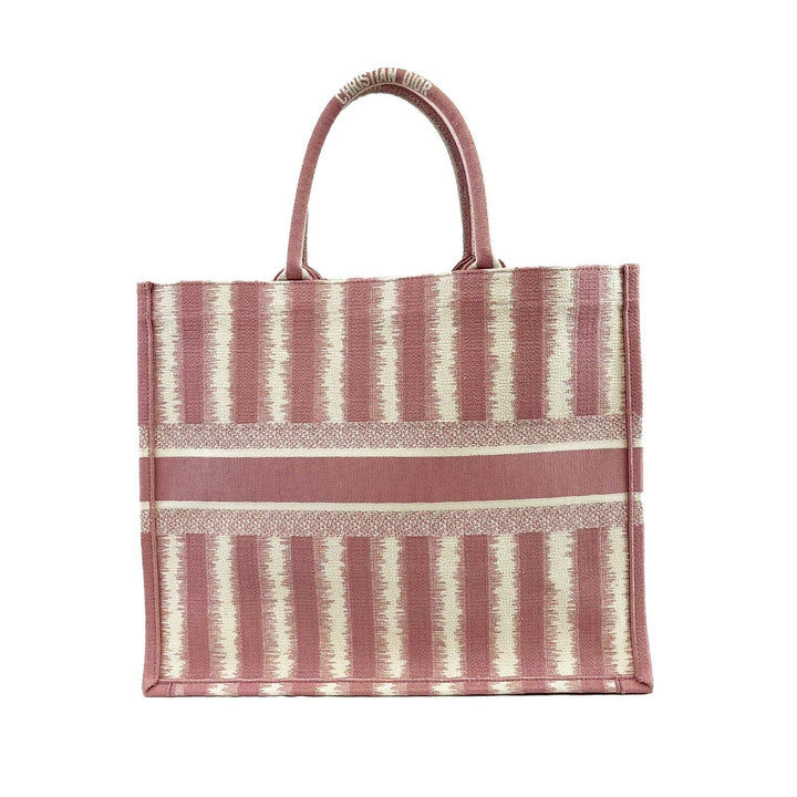 Top quality Dior Bayadere Stripe Large Book Tote D-Stripes Embroidery Pink