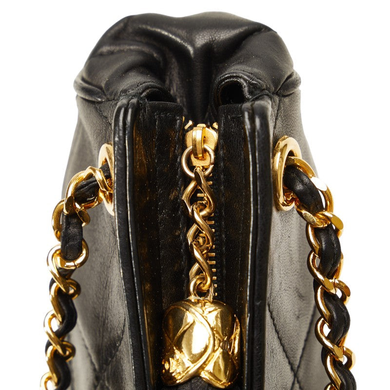 Top Quality Chanel Vintage Chain Shoulder Bag in Lambskin Black