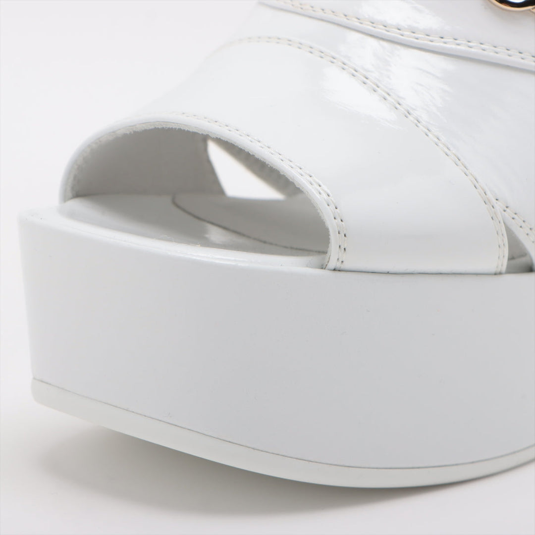 Top Quality Chanel Coco 23AW Patent Leather Sandal 35C  White G45016 Crample