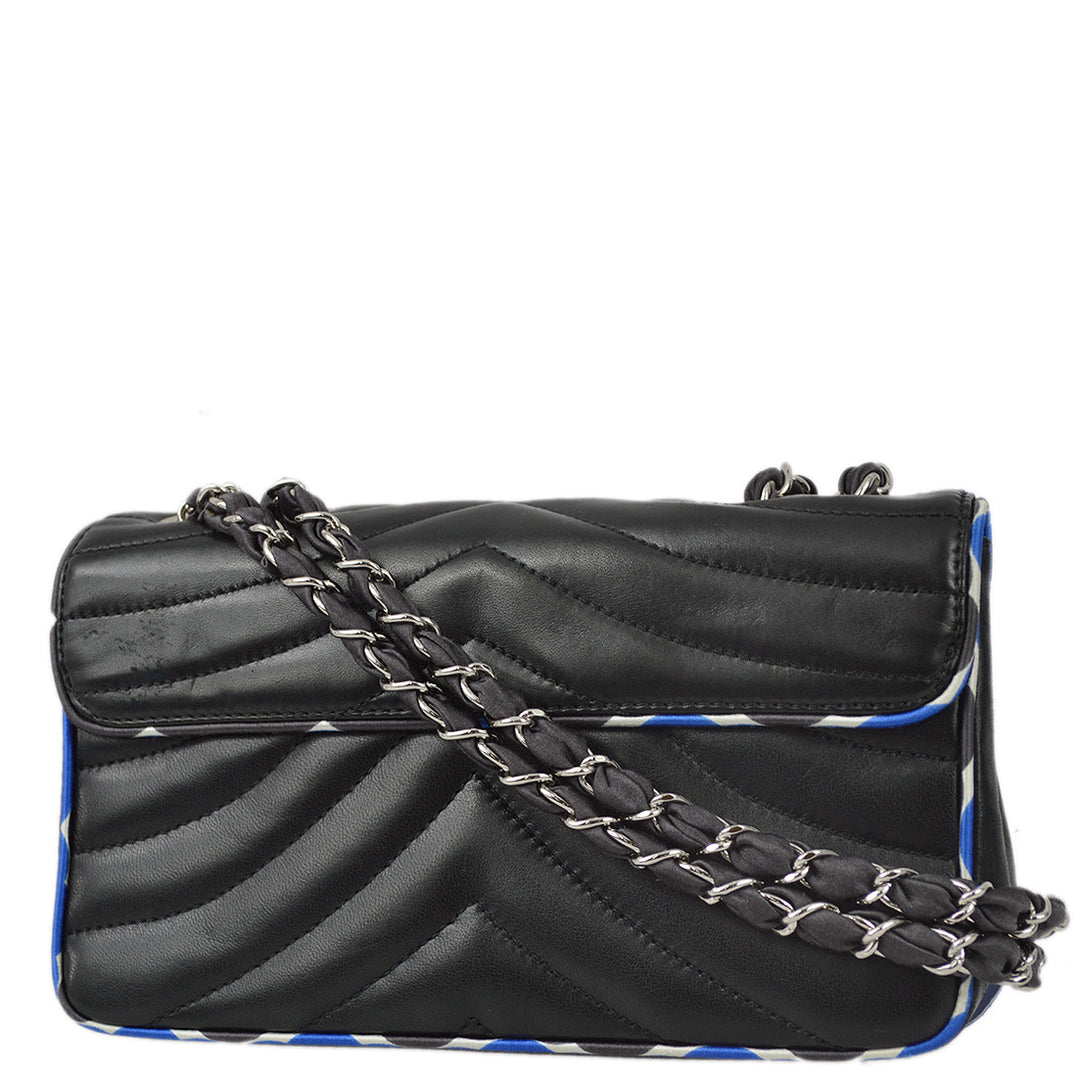 Top Quality Chanel Black Lambskin Camellia Straight Flap Shoulder Bag
