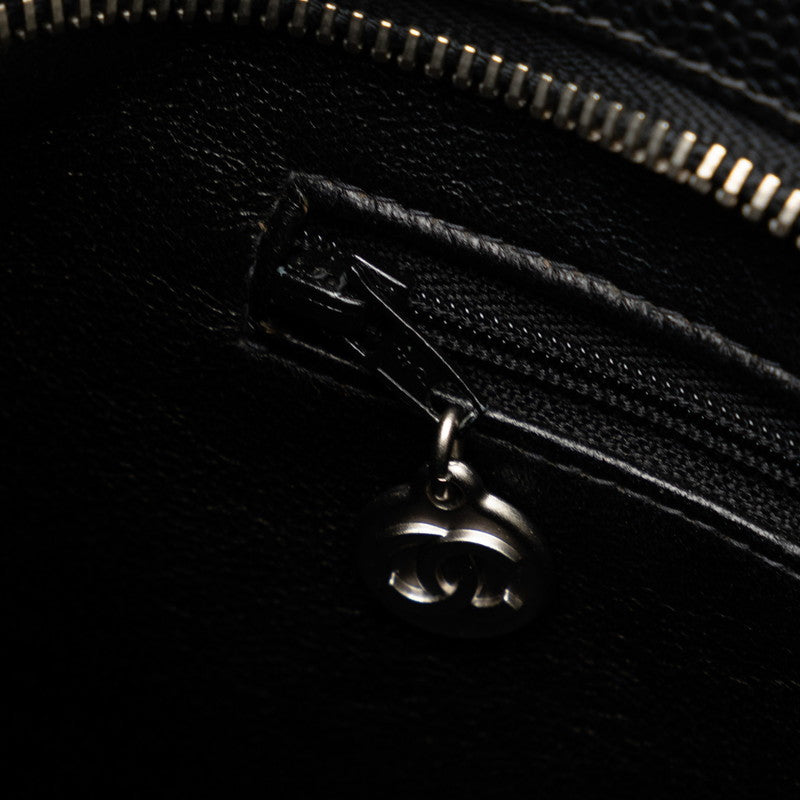 Top Quality Chanel Matrases Medallion   ilver  Tooth Bag Shoulder Bag Black Caviar S Leather  CHANEL