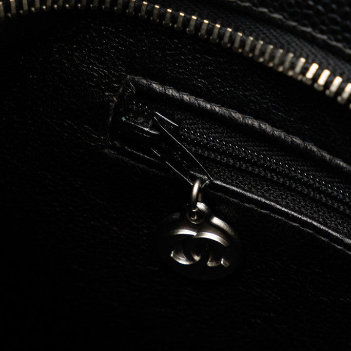 Top Quality Chanel Matrases Medallion   ilver  Tooth Bag Shoulder Bag Black Caviar S Leather  CHANEL