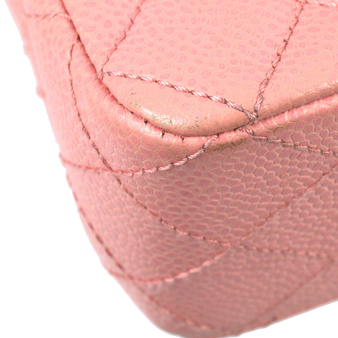 Top Quality Chanel 2004-2005 Classic Double Flap Medium Pink Caviar