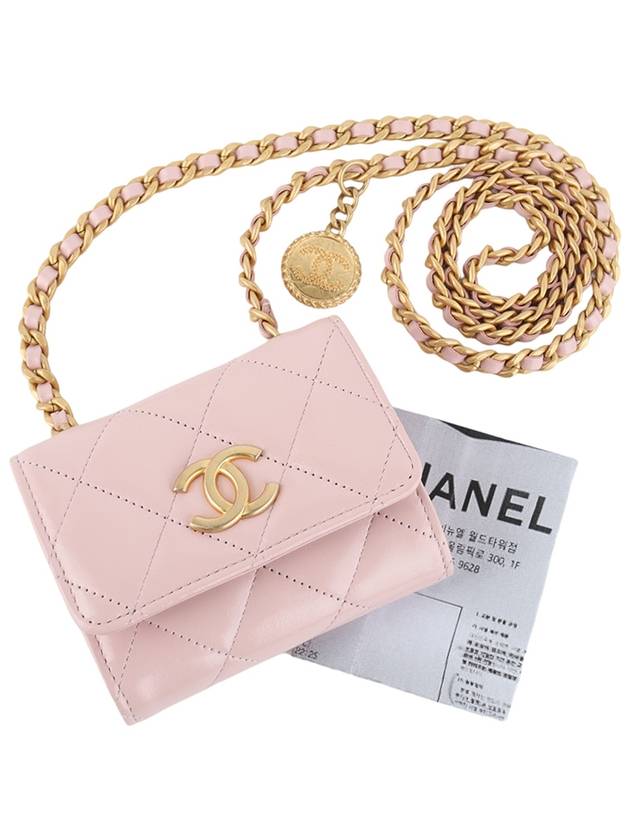 AP2848 Shiny Calfs Coin Medal Pendant Mini Chain Cross Bag 33902 Chanel