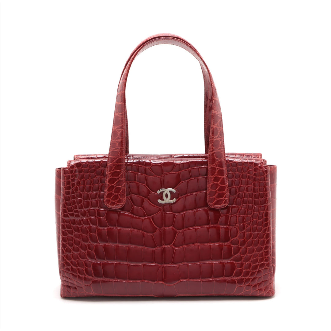 Top Quality Chanel Coco Crocodile Tote Bag Red Silver G  9th