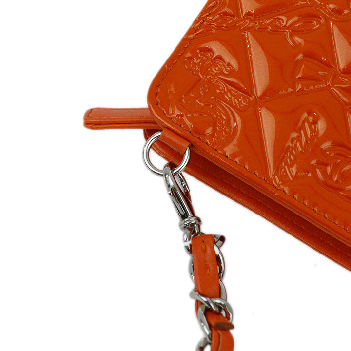 Top Quality Chanel Orange Patent Leather Icon Chain Handbag