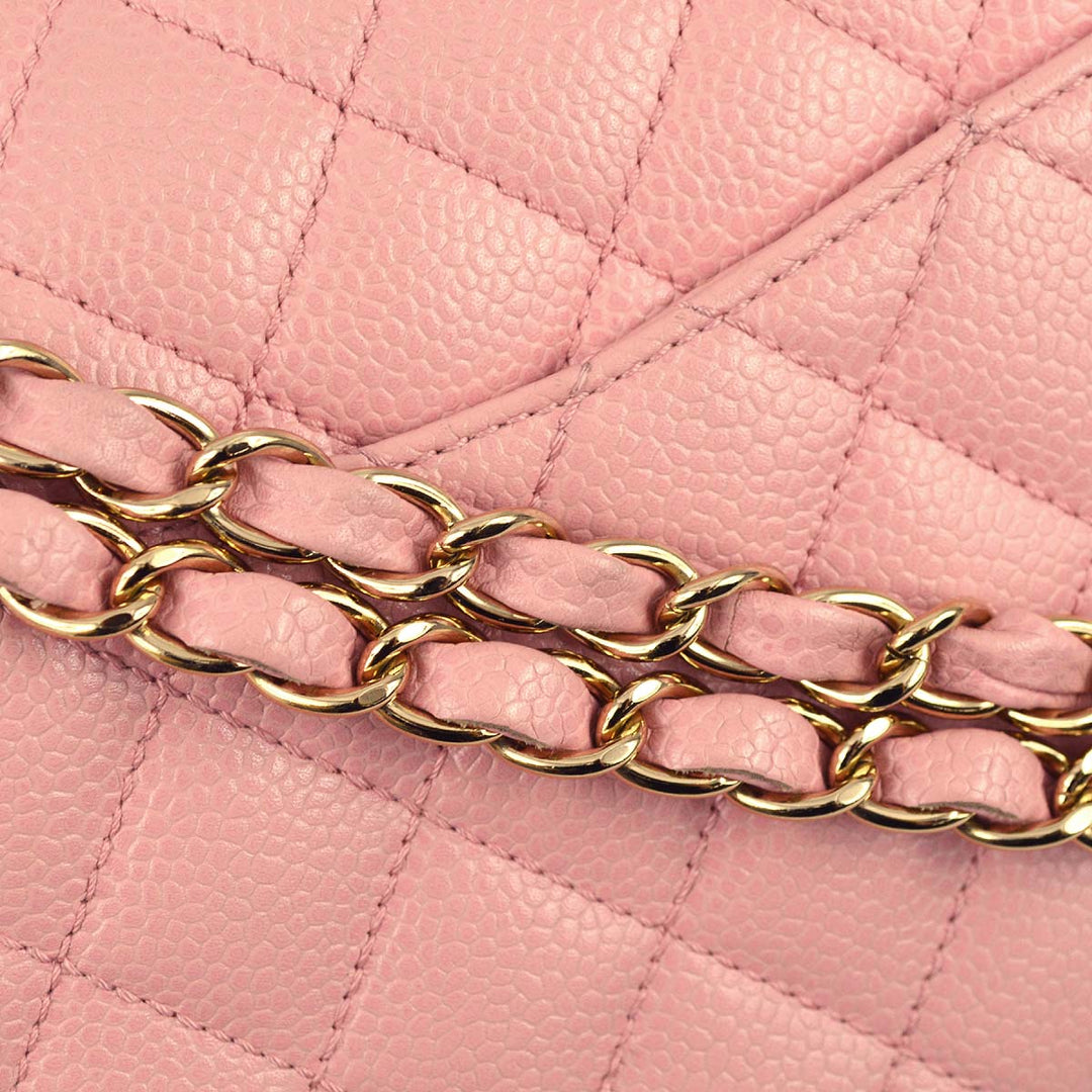 Top Quality Chanel 2004-2005 Classic Double Flap Medium Pink Caviar
