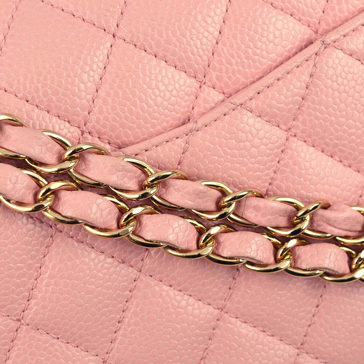 Top Quality Chanel 2004-2005 Classic Double Flap Medium Pink Caviar