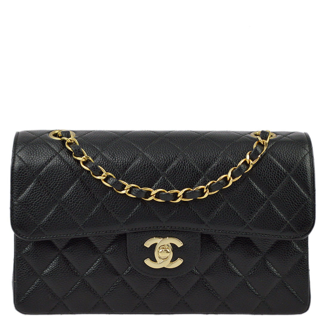 Top Quality Chanel Black Caviar Small Classic Double Flap Shoulder Bag