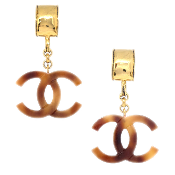 Top Quality Chanel Dangle Earrings Clip-On Brown 94P