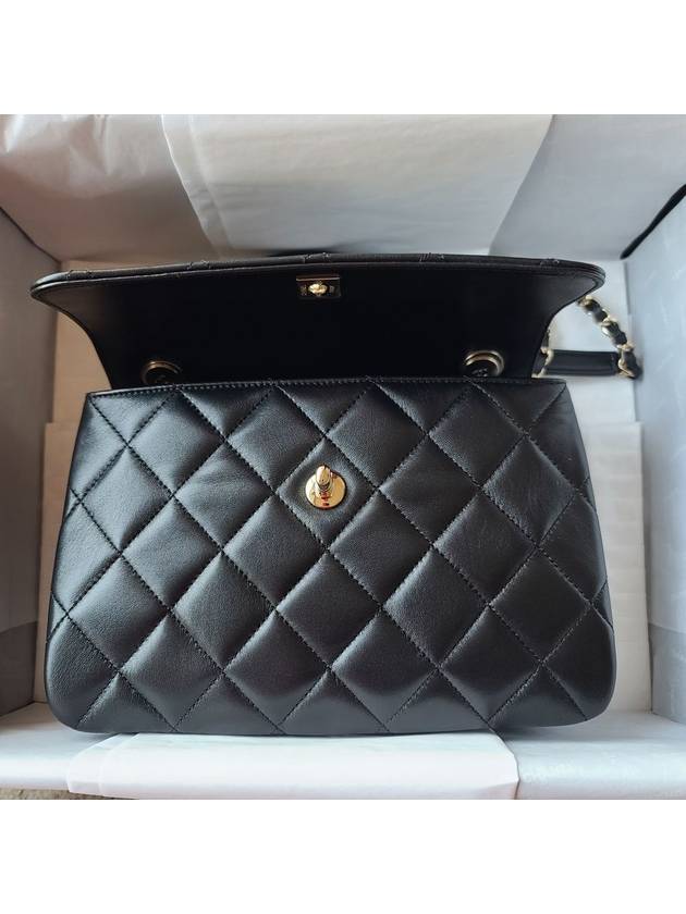 Gold Plated CC Top Handle Flap Small Tote Bag Black Chanel