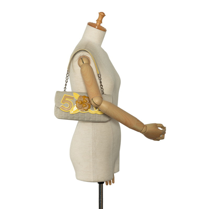 Top Quality Chanel Cocomark Chocolate Bar Camellia Chain Shoulder Bag Beige Yellow Canvas Patent Leather Lady CHANEL