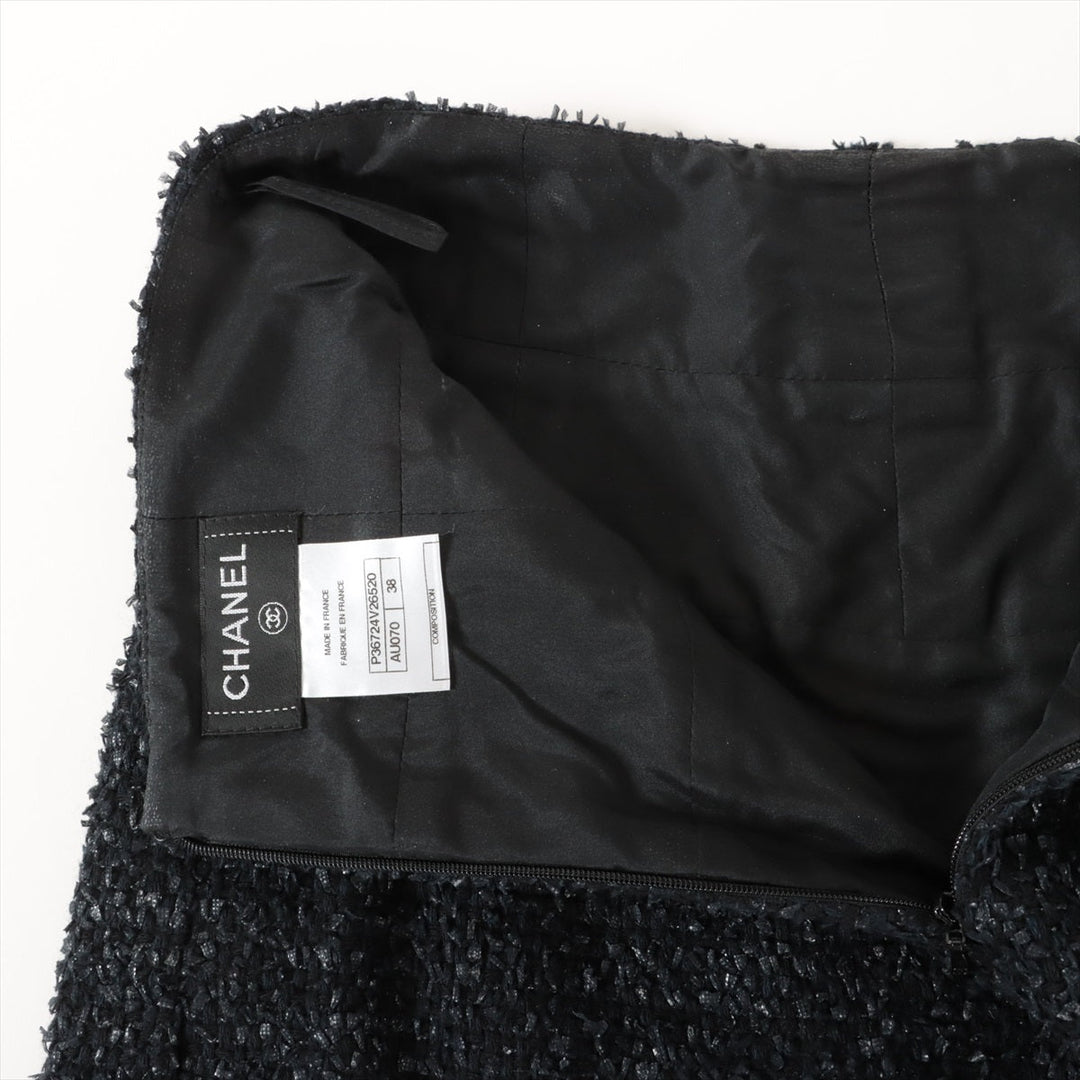 Top Quality Chanel Coconut Button P36 Wool x Nylon Setup 36/38  Black Twid