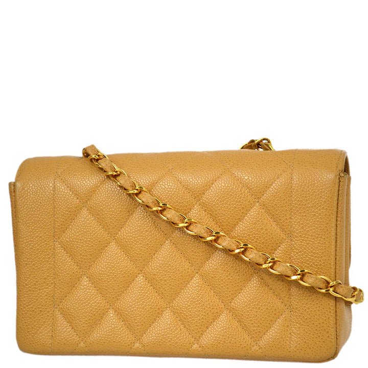 Top Quality Chanel 1994-1996 Beige Caviar Small Diana Shoulder Bag