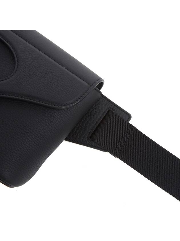 Burberry Logo Engraved Leather Belt Bag Black
