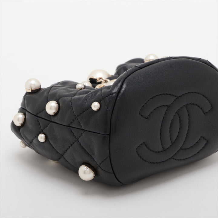 Top Quality Chanel Matrasse  Handle Shoulder Bag Pearl Black G  31st AS2518