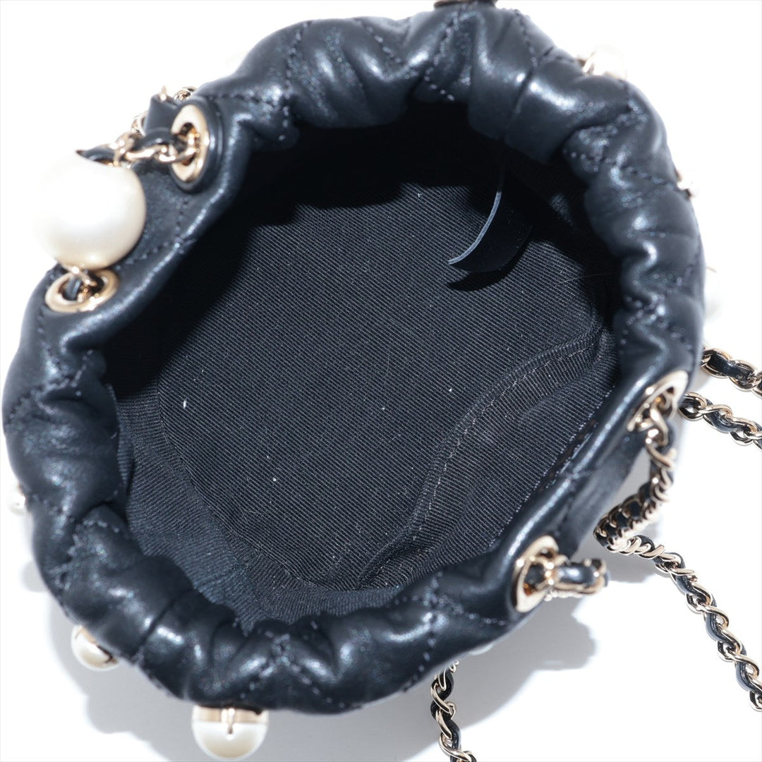 Top Quality Chanel Matrasse  Handle Shoulder Bag Pearl Black G  31st AS2518