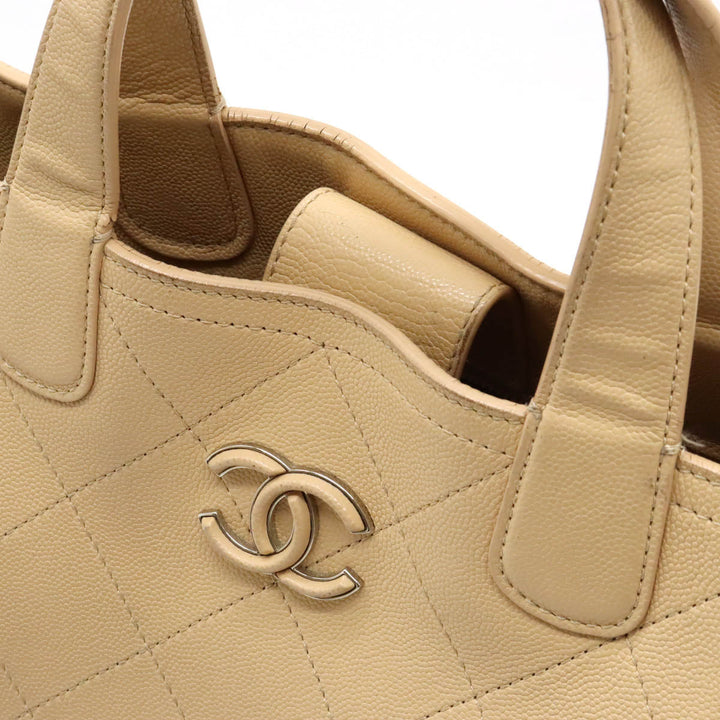 Top Quality Chanel Matrasse Coco Tote Bag 2WAY Chain Shoulder Bag Caviar S Leather Beige AS0240