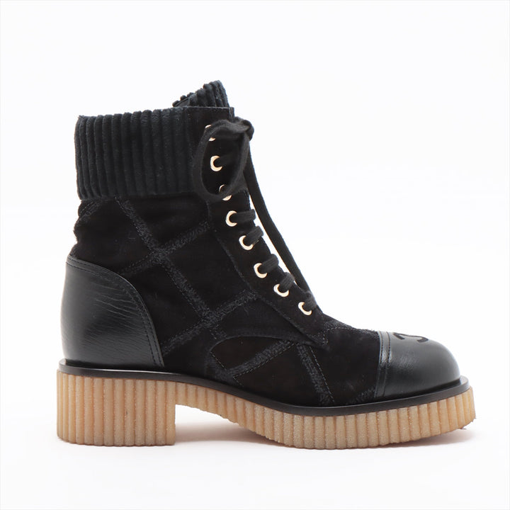 Top Quality Chanel Coco Leather X Suede Shoes 36  Black G36536 Matrasse