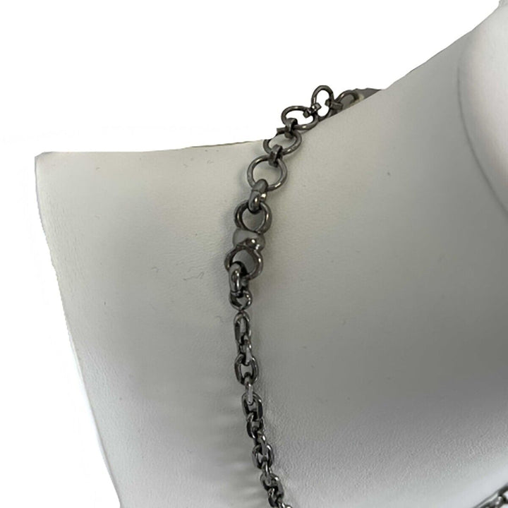 Top Quality Chanel - Gripoix CC Necklace - Red Stones - Silver Burgundy Logo Charm Chain