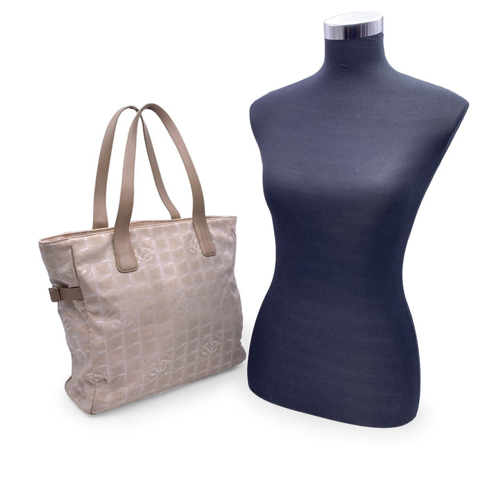 Chanel Beige Nylon New Travel Line Tote Shoulder Bag 2000S