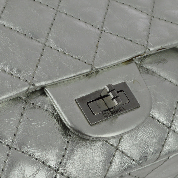 Top Quality Chanel Silver Lambskin 2.55 Classic Double Flap Shoulder Bag