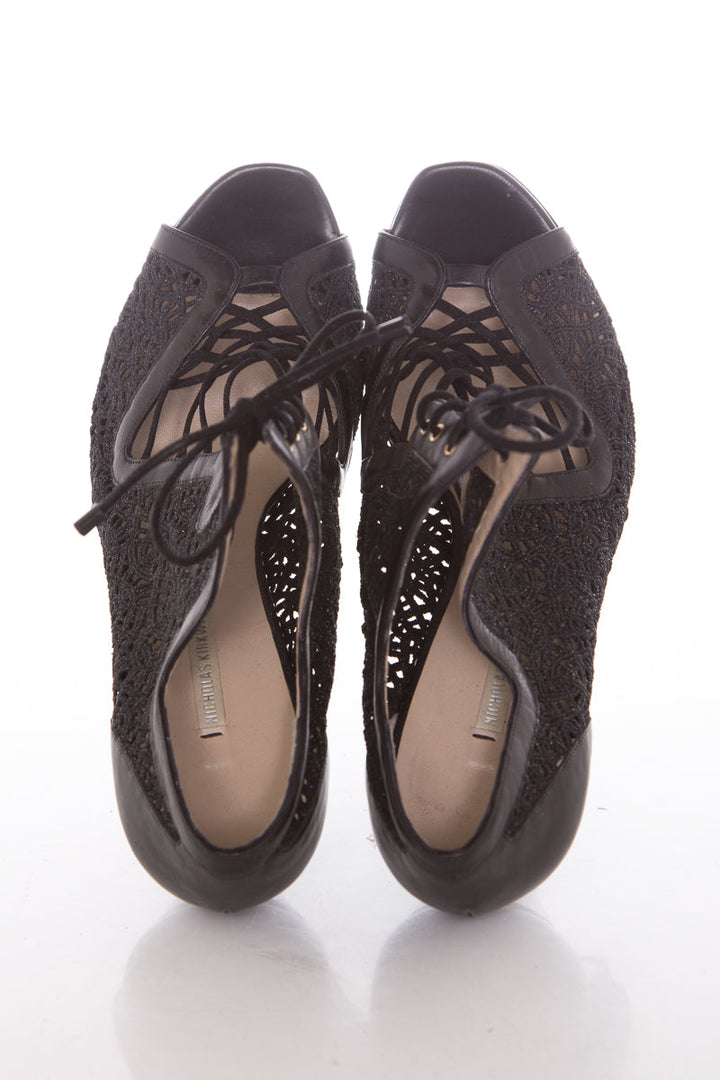 Nicholas Kirkwood Black Lace Up Heels SZ 41