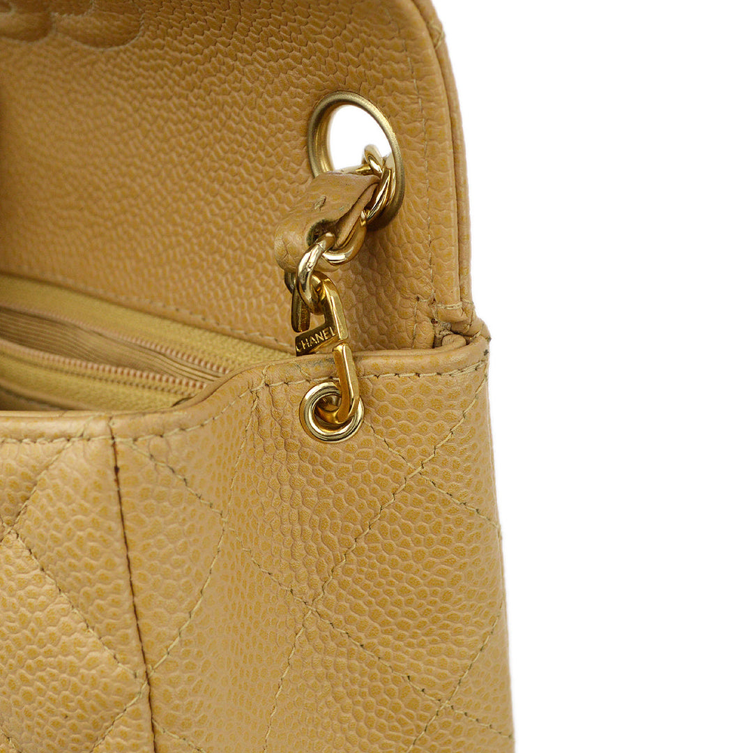 Top Quality Chanel Beige Caviar Mini Classic Square Flap Shoulder Bag 17