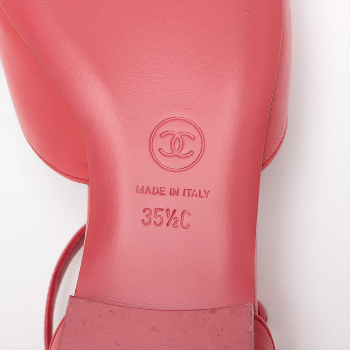 Top Quality Chanel Coco Leather Strap Pump 35 1/2  Red G38872 Matrasse Ribbon
