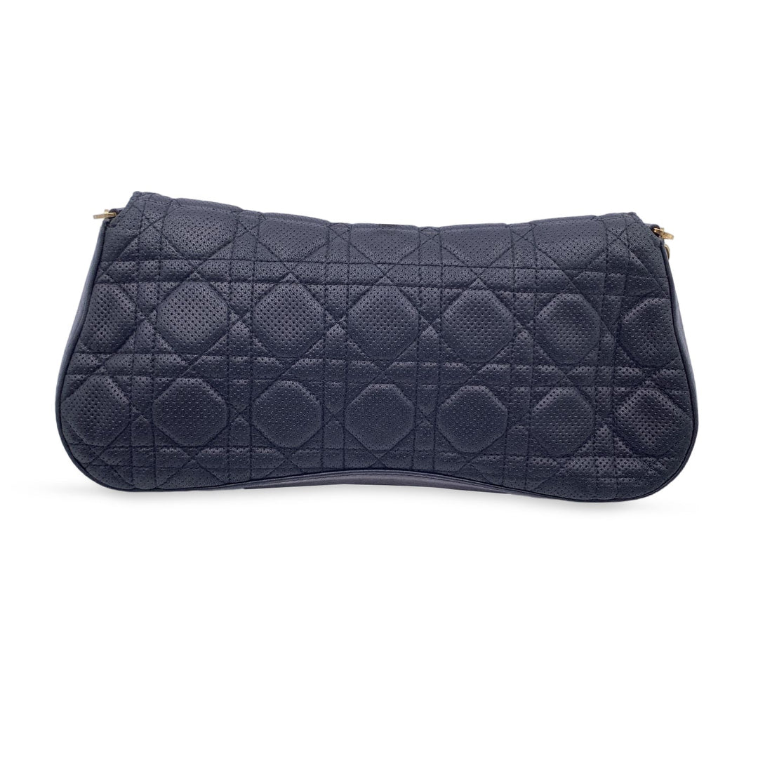 CHRISTIAN Top quality Dior Black Perforated Leather Cannage Chain Shoulder Bag