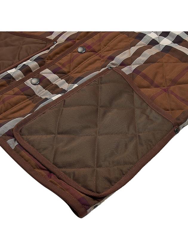 Burberry Check Stripe Quilted Bomber Jacket Brown