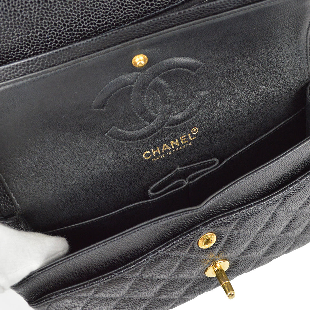 Top Quality Chanel 2000-2002 Black Caviar Small Classic Double Flap Bag