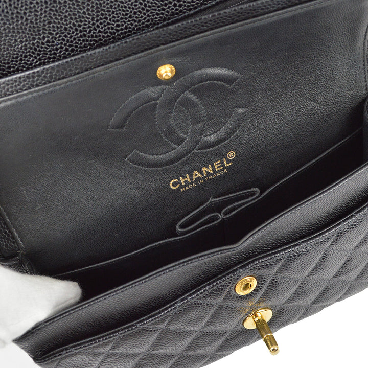 Top Quality Chanel 2000-2002 Black Caviar Small Classic Double Flap Bag