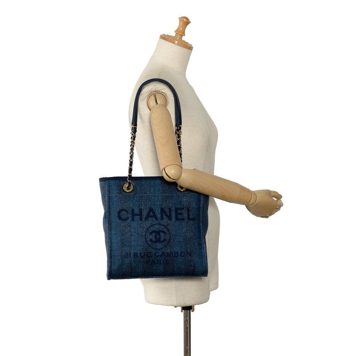 Top Quality Chanel Denim Doverville PM Shoulder Bag Navy Canvas Leather  Chanel