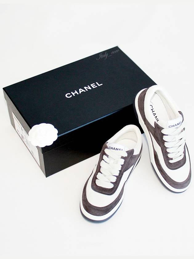 CC Logo Suede Kidskin Low Top Sneakers Black Chanel