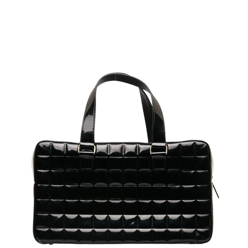 Top Quality Chanel Chocolate Bar Coco Mini Boston Bag Handbag Black Patent Leather Leather  CHANEL
