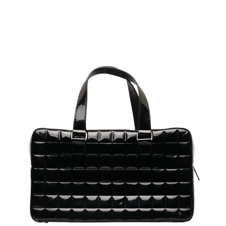 Top Quality Chanel Chocolate Bar Coco Mini Boston Bag Handbag Black Patent Leather Leather  CHANEL